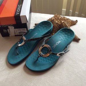 Vionic Karina teal snake sandal